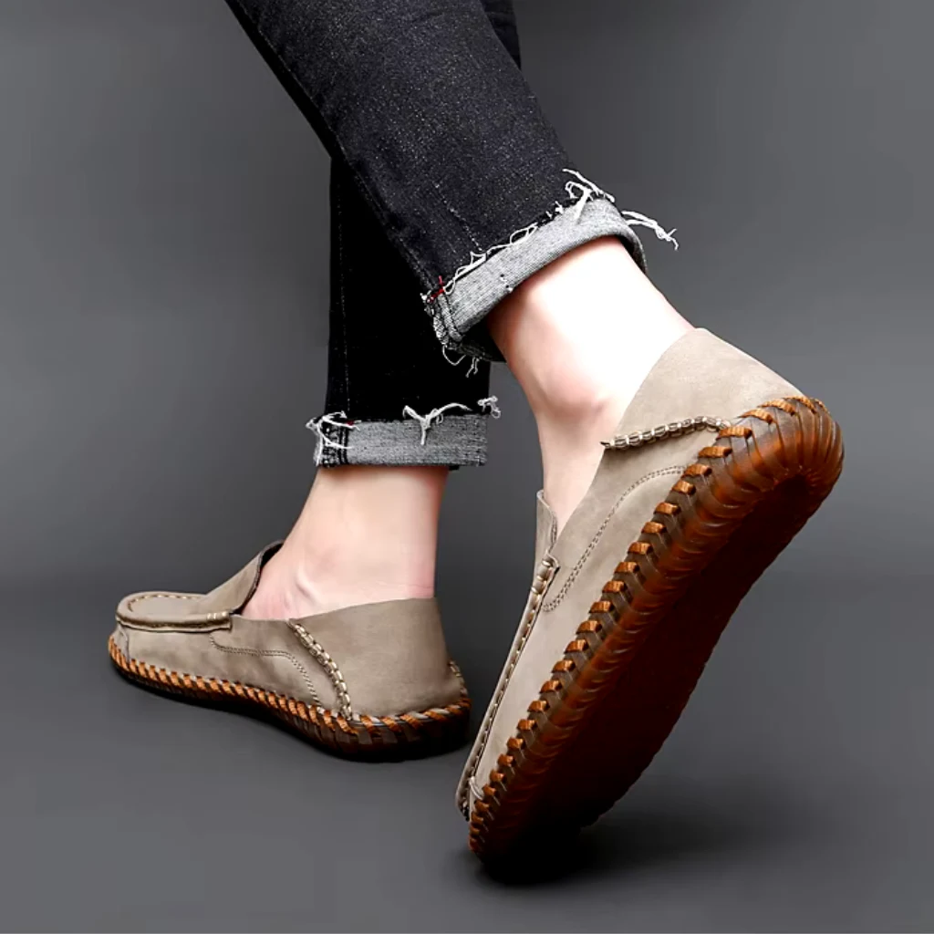 mocassim masculina cáqui